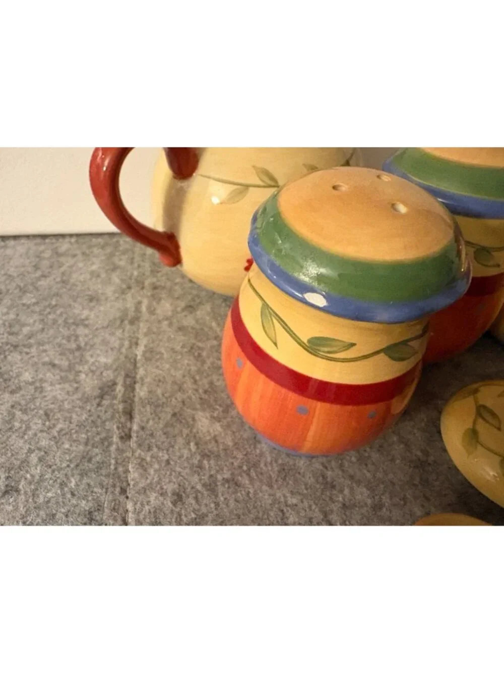 Phaltzgraff Napoli Pattern Sugar and Creamer Set, Salt and Pepper Set # 3424